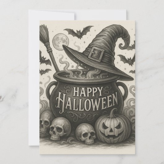 Happy Halloween Cauldron Uitnodiging (Voorkant)