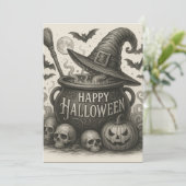 Happy Halloween Cauldron Uitnodiging (Staand voorkant)