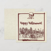 Happy Halloween Cemetery Flat Holiday Kaart (Voorkant / Achterkant)