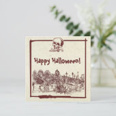 Happy Halloween Cemetery Flat Holiday Kaart (Staand voorkant)