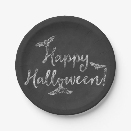 Happy Halloween Chalkboard Chalk Holiday Party Papieren Bordje (Voorkant)