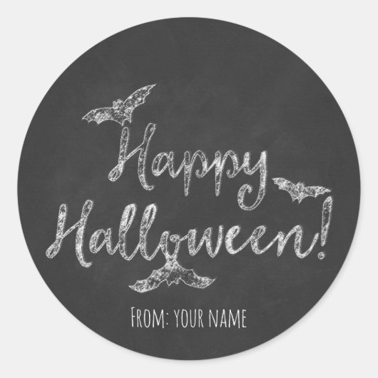 Happy Halloween Chalkboard Chalk Holiday Ronde Sticker (Voorkant)