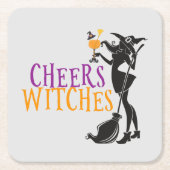 Happy Halloween Cheers Witches Party Kartonnen Onderzetters (Voorkant)