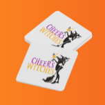 Happy Halloween Cheers Witches Party Kartonnen Onderzetters<br><div class="desc">Dit ontwerp werd gecreeerd door digitale kunst. Het kan worden gepersonaliseerd door de aanpassingsknoop te klikken en de kleur te veranderen, een naam, initialen of uw favoriete woorden toe te voegen. Neem contact met me op colorflowcreations@gmail.com als je dit ontwerp op een ander product wilt gebruiken. Koop mijn oorspronkelijke abstracte...</div>