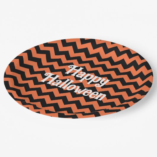 Happy Halloween chevron streep kinder partij Papieren Bordje (Gekanteld)