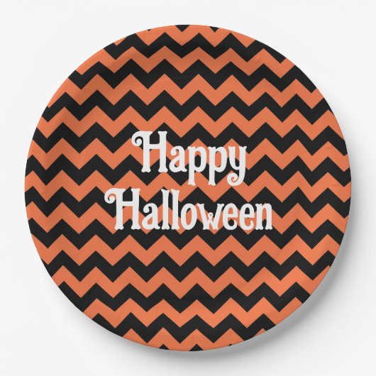 Happy Halloween chevron streep kinder partij Papieren Bordje (Voorkant)