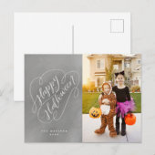 Happy Halloween Chic Handbriefed Photo Chalkboard Briefkaart (Voorkant / Achterkant)