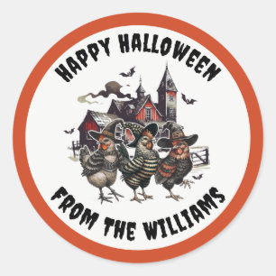 Happy Halloween Chicken Party Ronde Sticker