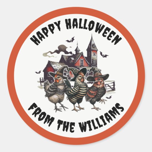 Happy Halloween Chicken Party Ronde Sticker (Voorkant)