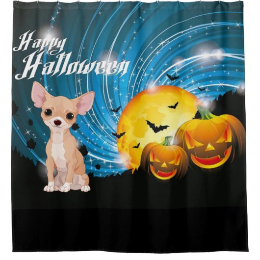 Happy Halloween Chihuahua Douchegordijn (Voorkant)