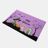 Happy Halloween Chihuahua en Cute Witch Deurmat (Schuin)