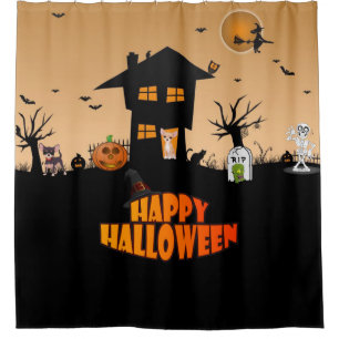 Happy Halloween Chihuahuas Douchegordijn
