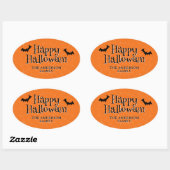 Happy Halloween Cobweb Bats Sinaasappel Ovale Sticker (Vel)