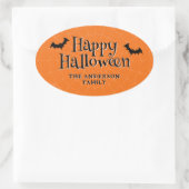 Happy Halloween Cobweb Bats Sinaasappel Ovale Sticker (Tas)