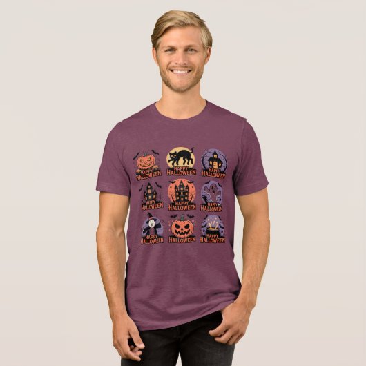 Happy Halloween Collectie – Spooky Pumpkin, Tri-Blend Shirt (Voorkant volledig)