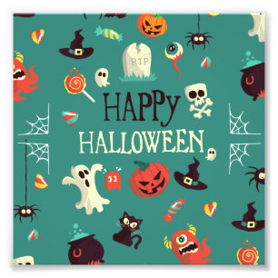 Happy Halloween Colorful Pattern Foto Afdruk