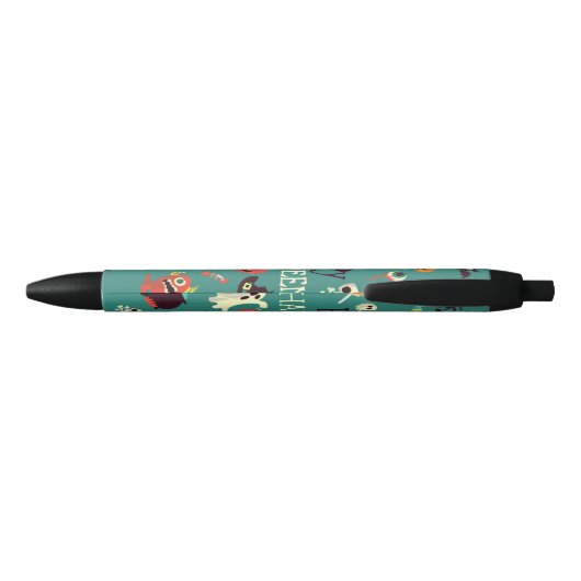 Happy Halloween Colorful Pattern Zwarte Inkt Pen (Achterkant)