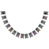 Happy Halloween Colourful Flying Bats Dark Grey Vlaggetjes (Alle)