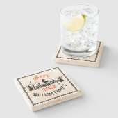 Happy Halloween Concept Typography Design Sjabloon Stenen Onderzetter (Zijkant)