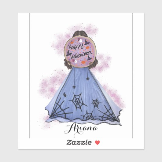 Happy Halloween Cookie Illustratie Aangepaste naam Sticker (Vel)