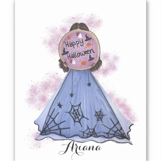 Happy Halloween Cookie Illustratie Aangepaste naam Sticker (Voorkant)