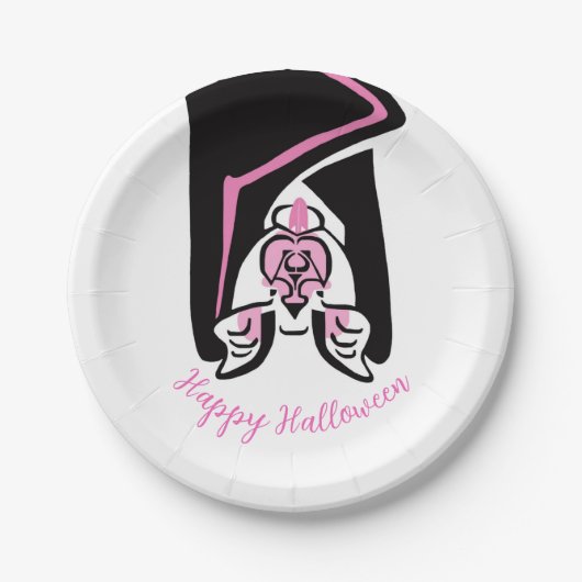 Happy Halloween - Cool Black BAT - Feest Papieren Bordje (Voorkant)