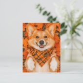 Happy Halloween Corgi Postcard Cute Dog Autumn Briefkaart (Staand voorkant)