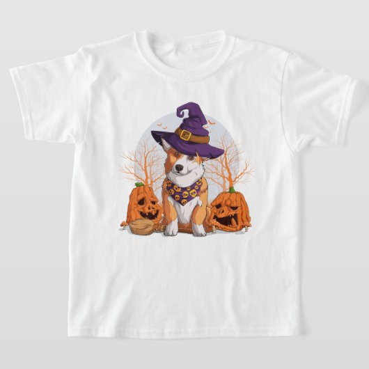 Happy Halloween | Corgi Witch Puppy Dog T-Shirt (Laagn)