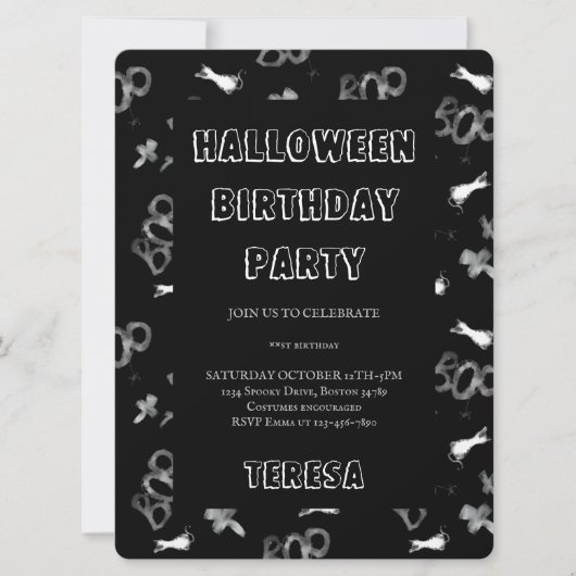 Happy Halloween Costume Birthday Party Invitation Kaart (Voorkant)
