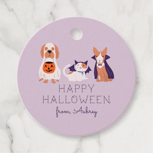 Happy Halloween Costume Cat Dog Bedankjes Labels (Voorkant)