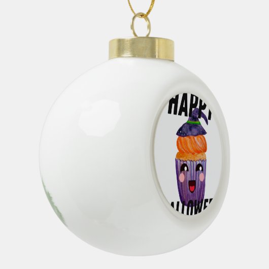 Happy Halloween Costume Halloween Cupcake Keramische Bal Ornament (Links)
