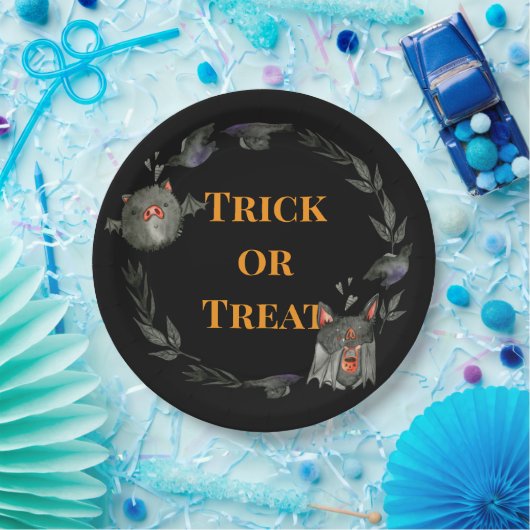 Happy Halloween Costume Party Bat Papieren Bordje (Feest)