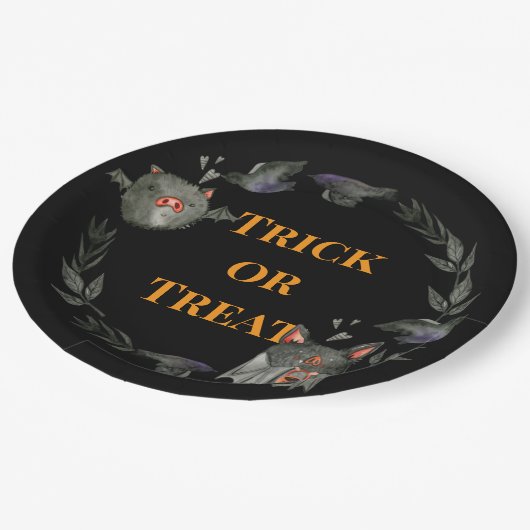 Happy Halloween Costume Party Bat Papieren Bordje (Gekanteld)