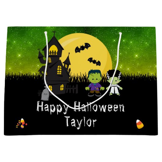 Happy Halloween Costume Party Monsters Green Groot Cadeauzakje (Voorkant)