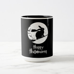 Happy Halloween Costume Witch Rabbit Lover Gift Tweekleurige Koffiemok