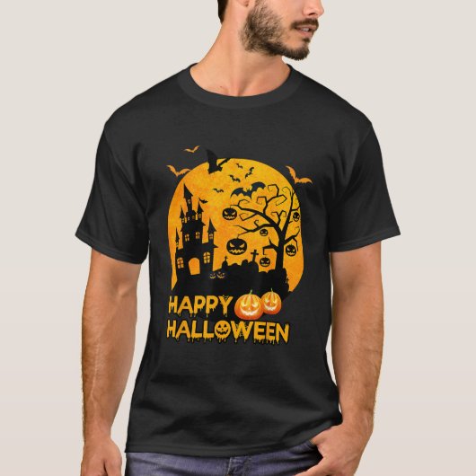 Happy Halloween Costumes Funny Pumpkins House Mann T-shirt (Voorkant)