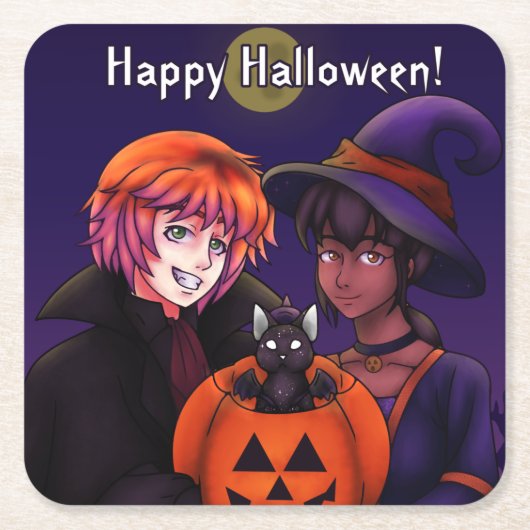 Happy Halloween Costumes Kartonnen Onderzetters (Voorkant)