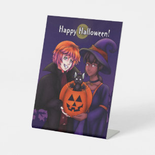 Happy Halloween Costumes Reclamebord Met Voetstuk