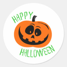 Happy Halloween Crazy Pumpkin Face Ronde Sticker