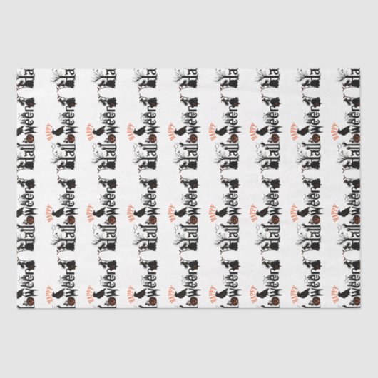 Happy Halloween Creative Typography Concept Design Tissuepapier (Voorkant)
