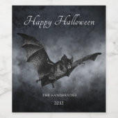 Happy Halloween Creepy Bat Flying Persoonlijk Wijn Etiket (Enkel label)