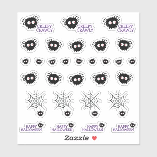 Happy Halloween Creepy Crawly Black Spider Web Sticker (Vel)