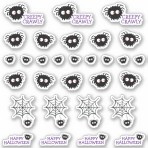 Happy Halloween Creepy Crawly Black Spider Web Sticker