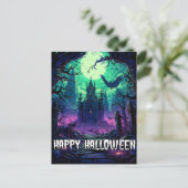 Happy Halloween | Creepy Haunted House Briefkaart (Staand voorkant)