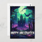 Happy Halloween | Creepy Haunted House Briefkaart (Voorkant / Achterkant)