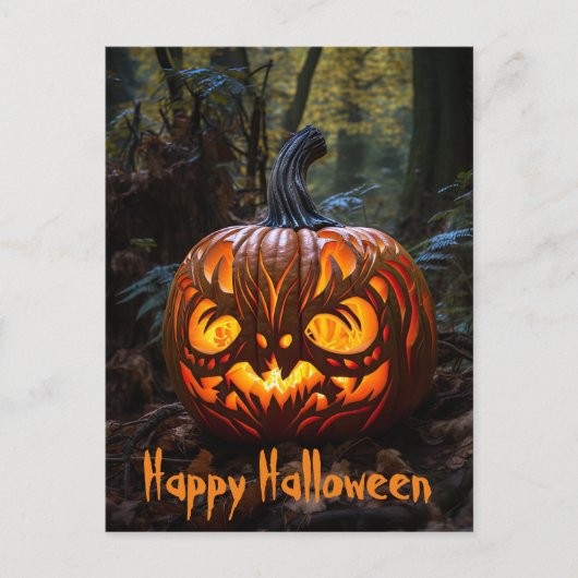 Happy Halloween Creepy Jack o Lantaarn Pompoenen Briefkaart (Voorkant)