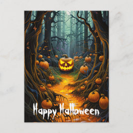 Happy Halloween Creepy Jack o Lantaarn Pompoenen Briefkaart