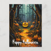 Happy Halloween Creepy Jack o Lantaarn Pompoenen Briefkaart (Voorkant)