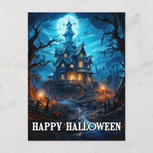 Happy Halloween   Creepy Old Haunted House Briefkaart