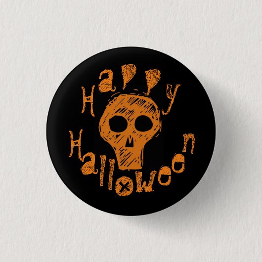 Happy Halloween Creepy Oranje Skull Ronde Button 3,2 Cm (Voorkant)